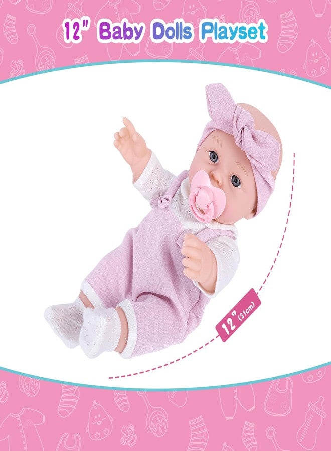 BDDOLL 12'' Baby Doll Playset with Clothes and Dolls Carrier Accessories Included Baby Carrier, Bottles, Nipple, Socks, Headbands - Image 5